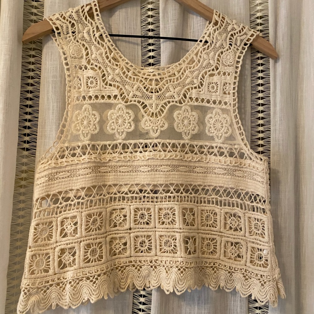 White Crochet Lace Crop Top